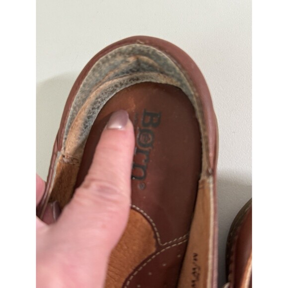 Born Slip-On Loafer Mule Women US 7.5 Brown Leather Comfort Preppy Driving - Picture 2 of 9
